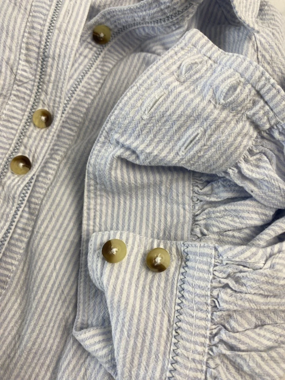 Free People We The Free Ellie Striped Button Front Puff Sleeve Cotton Shirt Smal